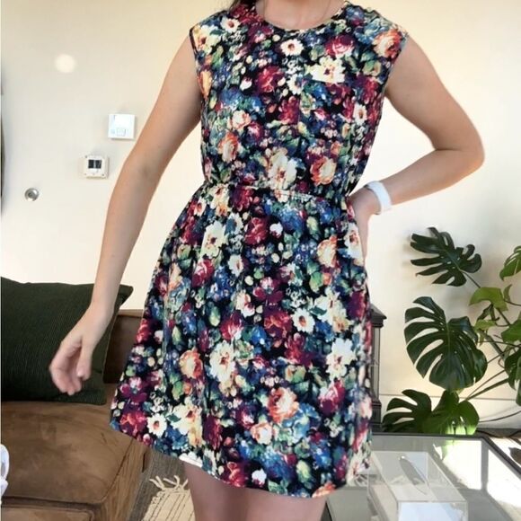 Soprano Colorful Floral Sleeveless Mini Fit And Flare Dress XS - Picture 5 of 14
